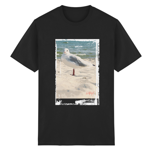 Wattvogel Nordsee Möwe am Strand - Heavy Cotton T-Shirt