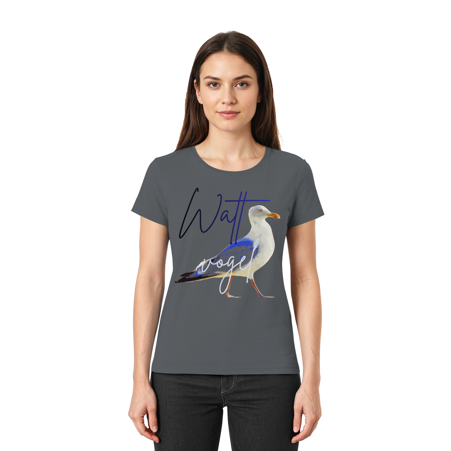 Wattvogel Nordsee Möwe mit Schriftzug - Ladies Premium Shirt