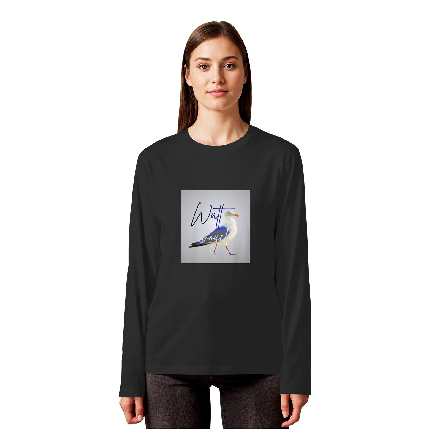 Wattvogel Motiv mit Nordsee Möwe - Unisex Longsleeve T-Shirt