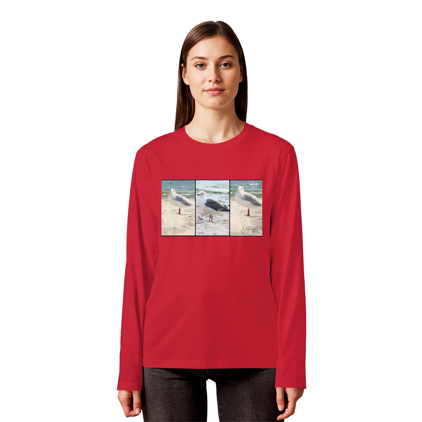 Wattvogel Motiv Nordseemöwe Ostsee - Organic Longsleeve T-Shirt