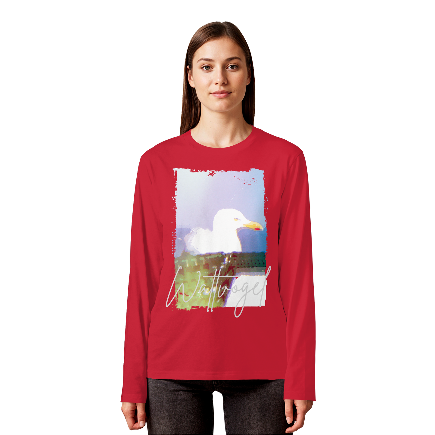 Wattvogel® Nordsee Möwe – Strandkorb Moment - Organic Longsleeve T-Shirt