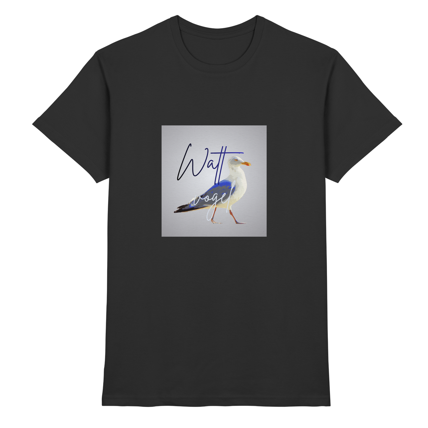 Wattvogel Motiv mit Nordsee Möwe - Premium Shirt