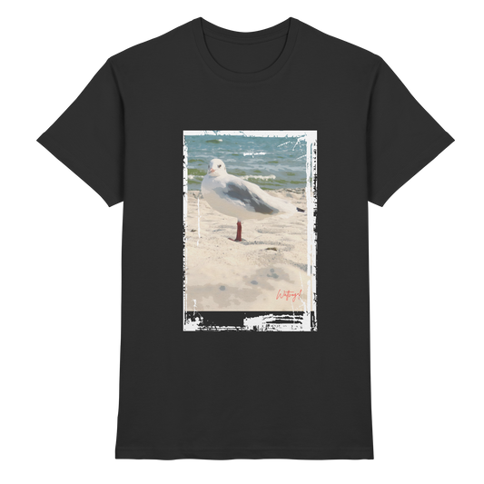 Wattvogel Nordsee Möwe am Strand - Premium Shirt