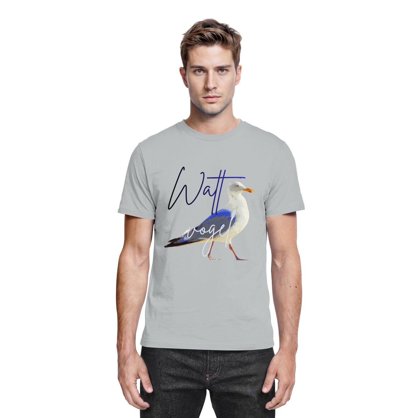 Wattvogel® Premium T-Shirt Nordsee Möwe | Maritimes Künstler Design Shirt