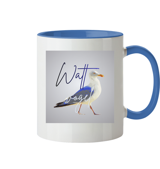 Wattvogel Motiv mit Nordsee Möwe - Tasse zweifarbig