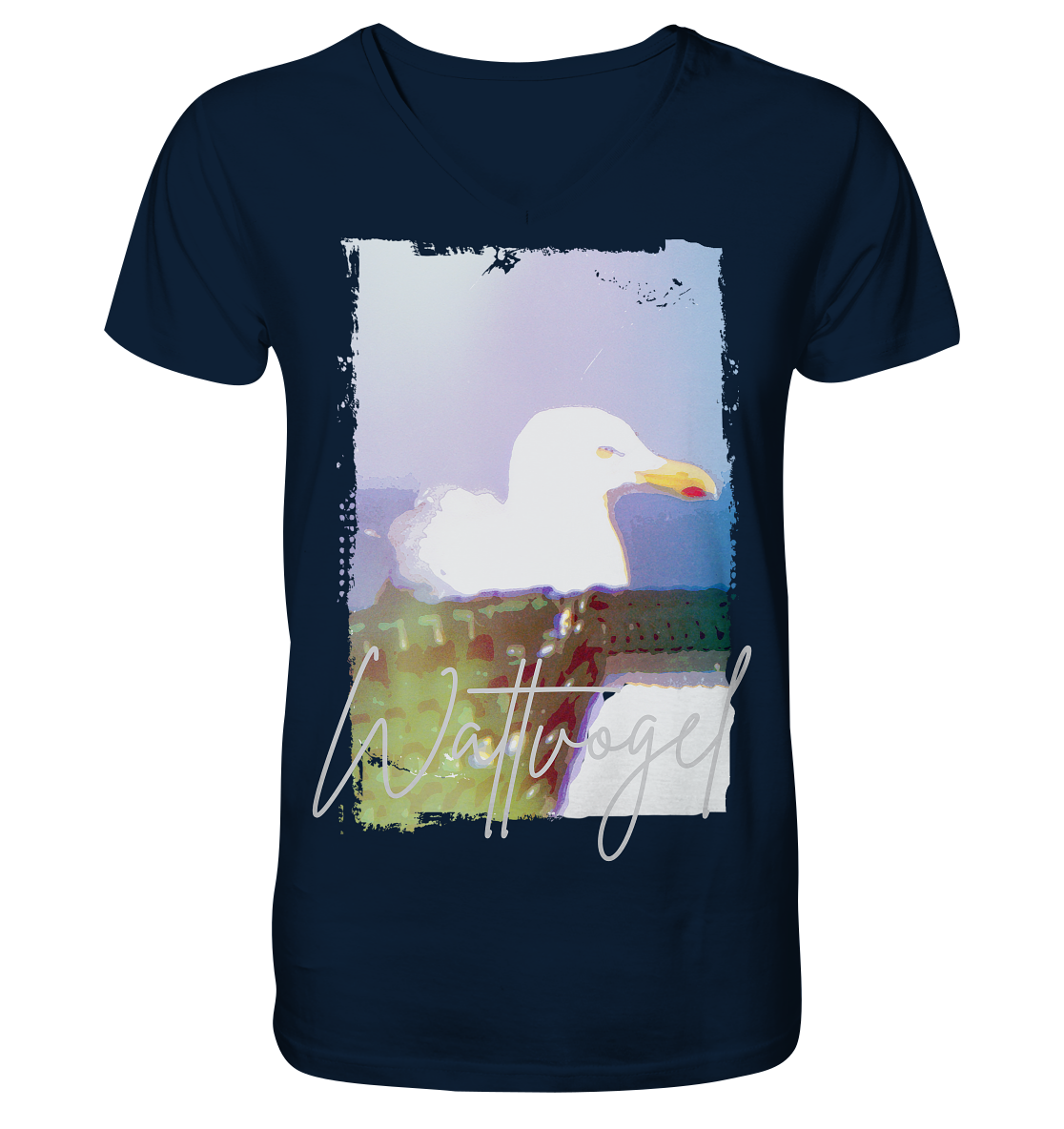 Wattvogel® Nordsee Möwe – Strandkorb Moment - V-Neck Shirt