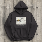 Damen Promo Hoodie Nordsee Möwe mit Strand und Touristen im Hintergrund