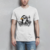 Herren T-Shirt Coole Möwe mit Kaputze und Kopfhörer mit Leuchtturm