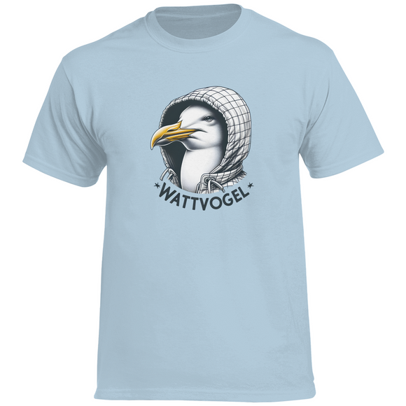 Herren Heavy Cotton T-Shirt Coole Nordsee  Möwe mit Kaputze