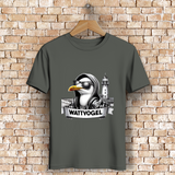 Herren Premium Bio T-Shirt Coole Möwe mit Kaputze und Kopfhörer mit Leuchtturm