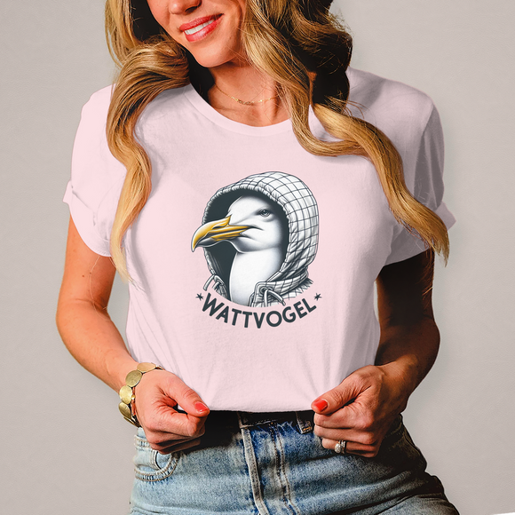 Damen T-Shirt Coole Nordsee  Möwe mit Kaputze