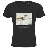 Kids Premium Bio T-Shirt Nordsee Möwe mit Strand und Touristen im Hintergrund