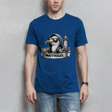Herren T-Shirt Coole Möwe mit Kaputze und Kopfhörer mit Leuchtturm