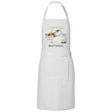 Grillschürze Nordsee Möwe mit Strand und Touristen im Hintergrund