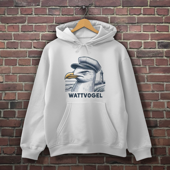 Herren Hoodie Wattvogel Möwe mit Kapitänsmütze