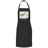 Grillschürze Nordsee Möwe mit Strand und Touristen im Hintergrund
