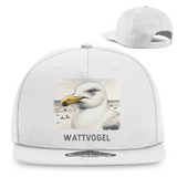 Snapback Rapper Cap Nordsee Möwe mit Strand und Touristen im Hintergrund