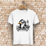 Herren Premium Bio T-Shirt Coole Möwe mit Kaputze und Kopfhörer mit Leuchtturm