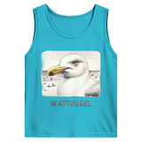 Herren Basic Tank Top Nordsee Möwe mit Strand und Touristen im Hintergrund