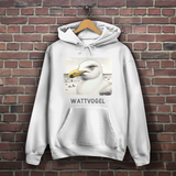 Damen Hoodie Nordsee Möwe mit Strand und Touristen im Hintergrund
