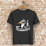 Herren Premium Bio T-Shirt Coole Möwe mit Kaputze und Kopfhörer mit Leuchtturm