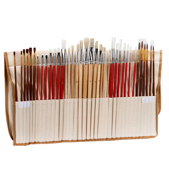 38-tlg. Künstlerpinsel Set mit Pinseltasche - Pinsel für Ölmalerei, Acrylmalerei und Aquarellmalen