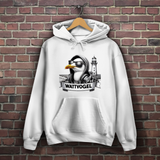 Damen Hoodie Coole Möwe mit Kapuze und Kopfhörer mit Leuchtturm