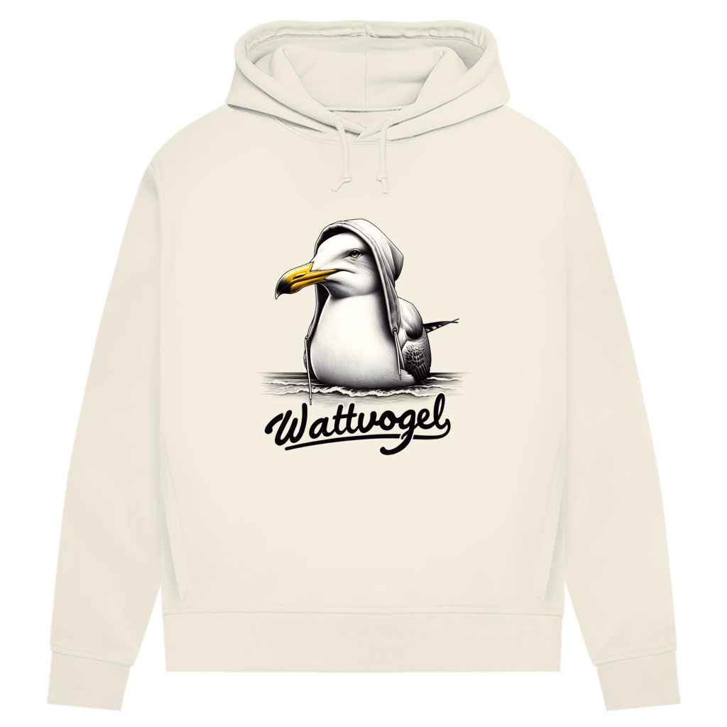 Damen Premium Bio Hoodie Coole Möwe mit Kapuze Wattvogel