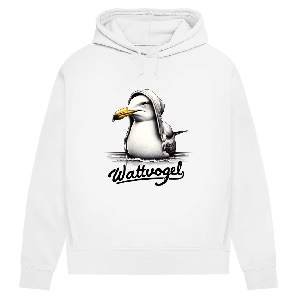 Damen Premium Bio Hoodie Coole Möwe mit Kapuze Wattvogel