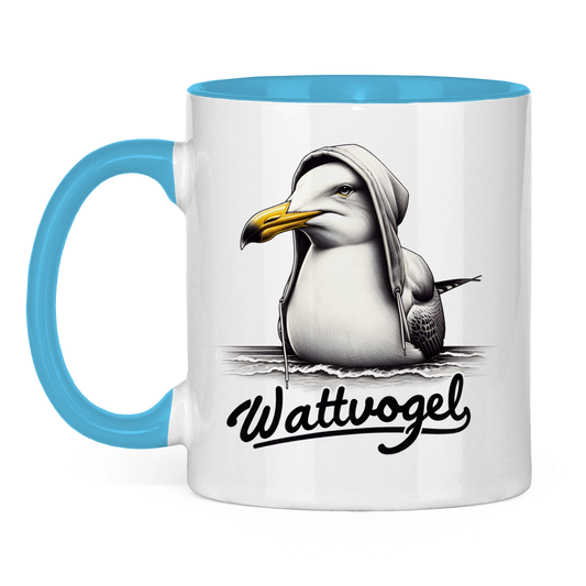 Tasse zweifarbig Coole Möwe mit Kapuze Wattvogel