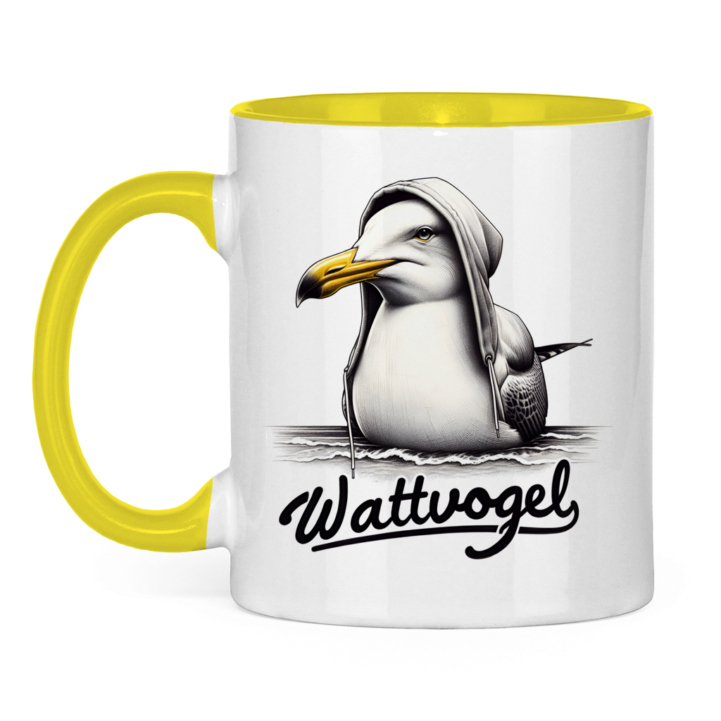 Tasse zweifarbig Coole Möwe mit Kapuze Wattvogel