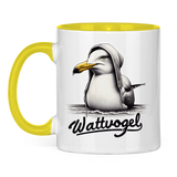 Tasse zweifarbig Colle Möwe mit Kaputze Wattvogel