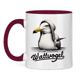 Tasse zweifarbig Colle Möwe mit Kaputze Wattvogel
