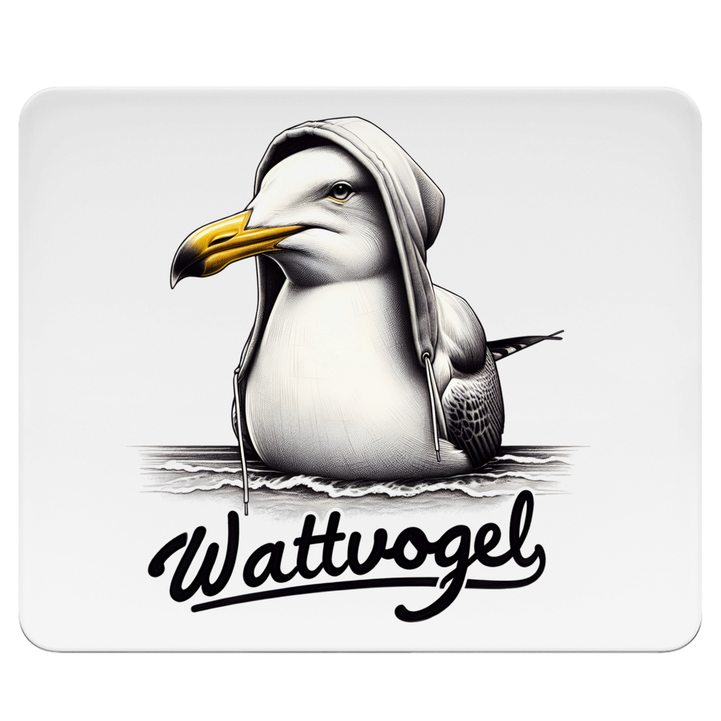 Mauspad Coole Möwe mit Kapuze Wattvogel