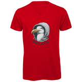 Herren Premium Bio V-Neck T-Shirt Coole Nordsee  Möwe mit Kaputze