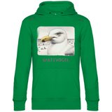 Herren Promo Hoodie Nordsee Möwe mit Strand und Touristen im Hintergrund