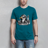Herren T-Shirt Coole Möwe mit Kaputze und Kopfhörer mit Leuchtturm