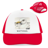 Retro Trucker Cap Nordsee Möwe mit Strand und Touristen im Hintergrund