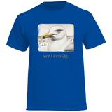 Herren Promo T-Shirt Nordsee Möwe mit Strand und Touristen im Hintergrund