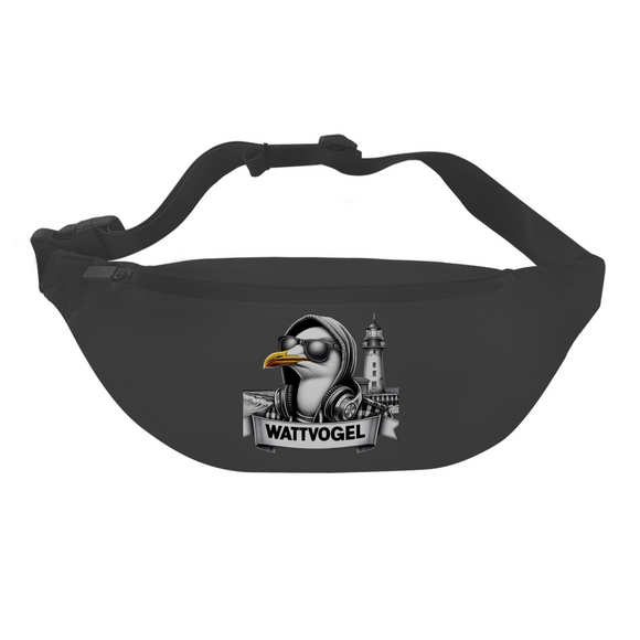 Gürteltasche Coole Möwe mit Kaputze und Kopfhörer mit Leuchtturm
