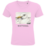 Kids Premium Bio T-Shirt Nordsee Möwe mit Strand und Touristen im Hintergrund