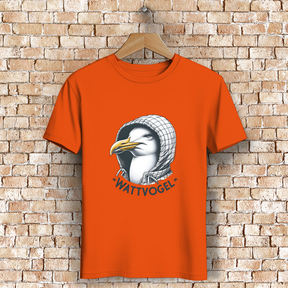 Herren Premium Bio T-Shirt Coole Nordsee  Möwe mit Kaputze