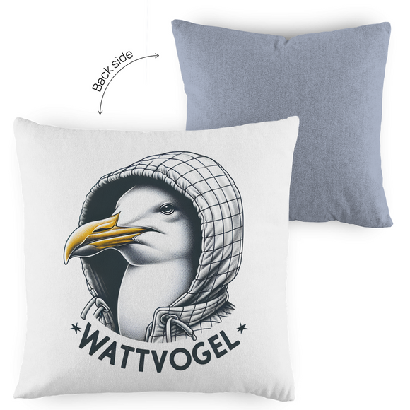 Kopfkissen zweifarbig Coole Nordsee  Möwe mit Kaputze