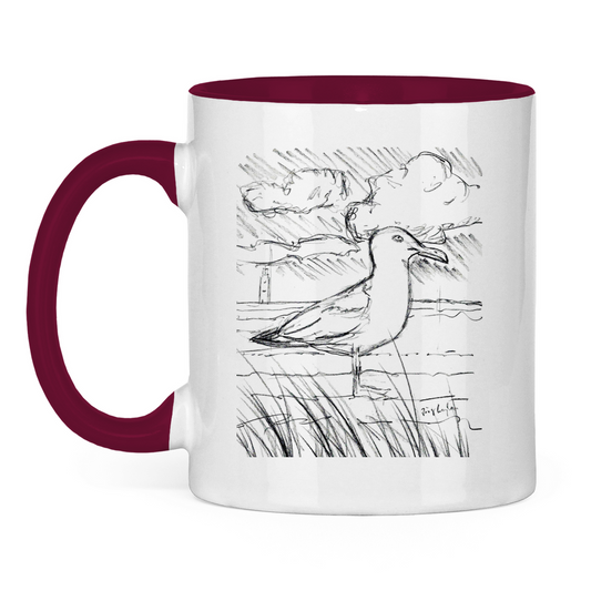 Tasse zweifarbig Zeichnung Möwe
