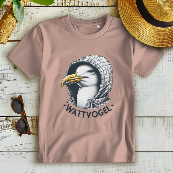 Damen Premium Bio T-Shirt Coole Nordsee  Möwe mit Kaputze