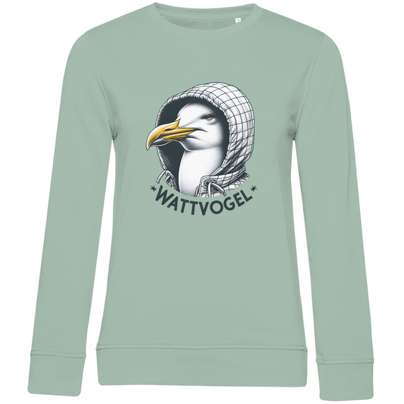 Damen Premium Bio Sweatshirt Coole Nordsee  Möwe mit Kaputze