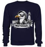 Wattvogel / Möwe mit Sonnenbrille und Kaputze - Sweatshirt