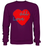 Rotes Herz mit Schriftzug "Love all" - Basic Sweatshirt