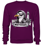 Wattvogel / Möwe mit Sonnenbrille und Kaputze - Sweatshirt