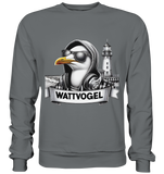 Wattvogel / Möwe mit Sonnenbrille und Kaputze - Sweatshirt
